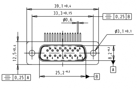 09642247240 | HARTING | 15 way RA Male 3,9k Wout
