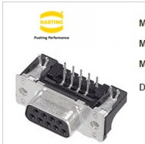 09651613712 | HARTING | DSUB SV MA SSDP STR 09P PL1 GC 4-40