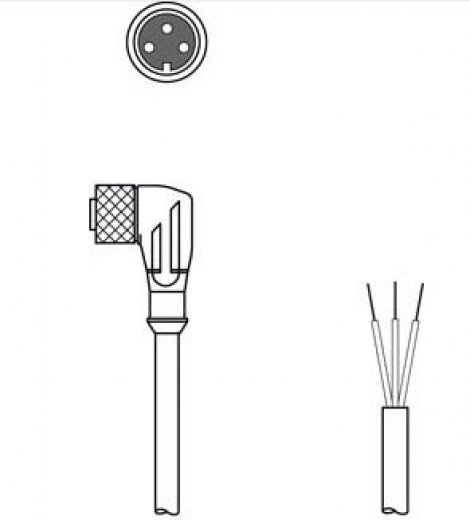 K-D M8W-3P-5m-PUR Соединительный кабель
